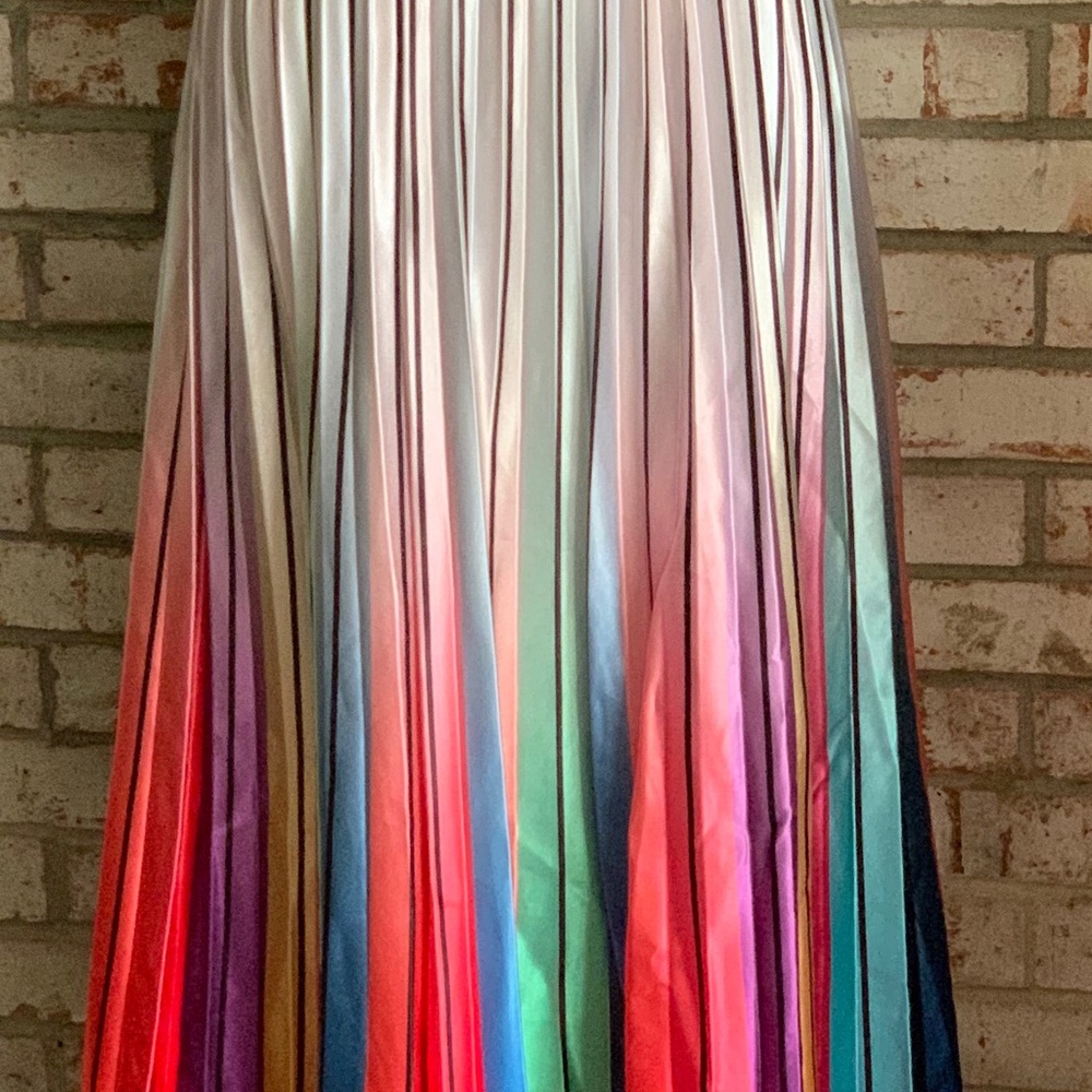 Beautiful, long pleated multicolored skirt.